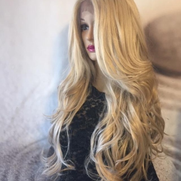 Sandy blonde lace front wig human hair bend main image 5